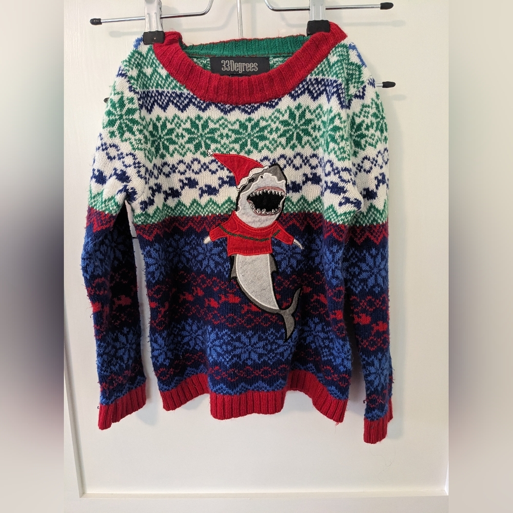 Ugly Christmas Sweater! Boys Size 6 Holiday Shark Sweater